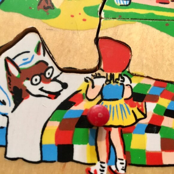 VINTAGE "Simplex" Wooden Red Riding Hood Fairy Tale Puzzle. - Picture 8 of 8